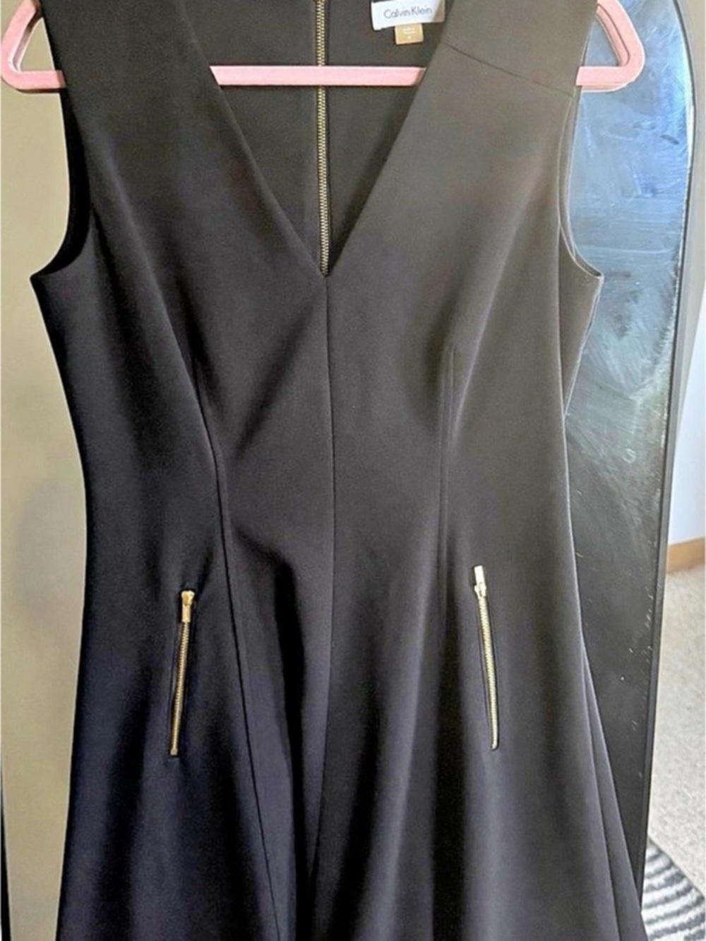Calvin Klein Sleeveless Zip Front Fit & Flare Dress Black Size 6